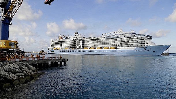 A cruise ship calls at the Bridgetown port. Photo: Barbados Port Inc